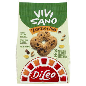 Di Leo Vivi Sano ZucherNò Multicereali con Gocce di Cioccolato e Fiocchi di Mais 280 g