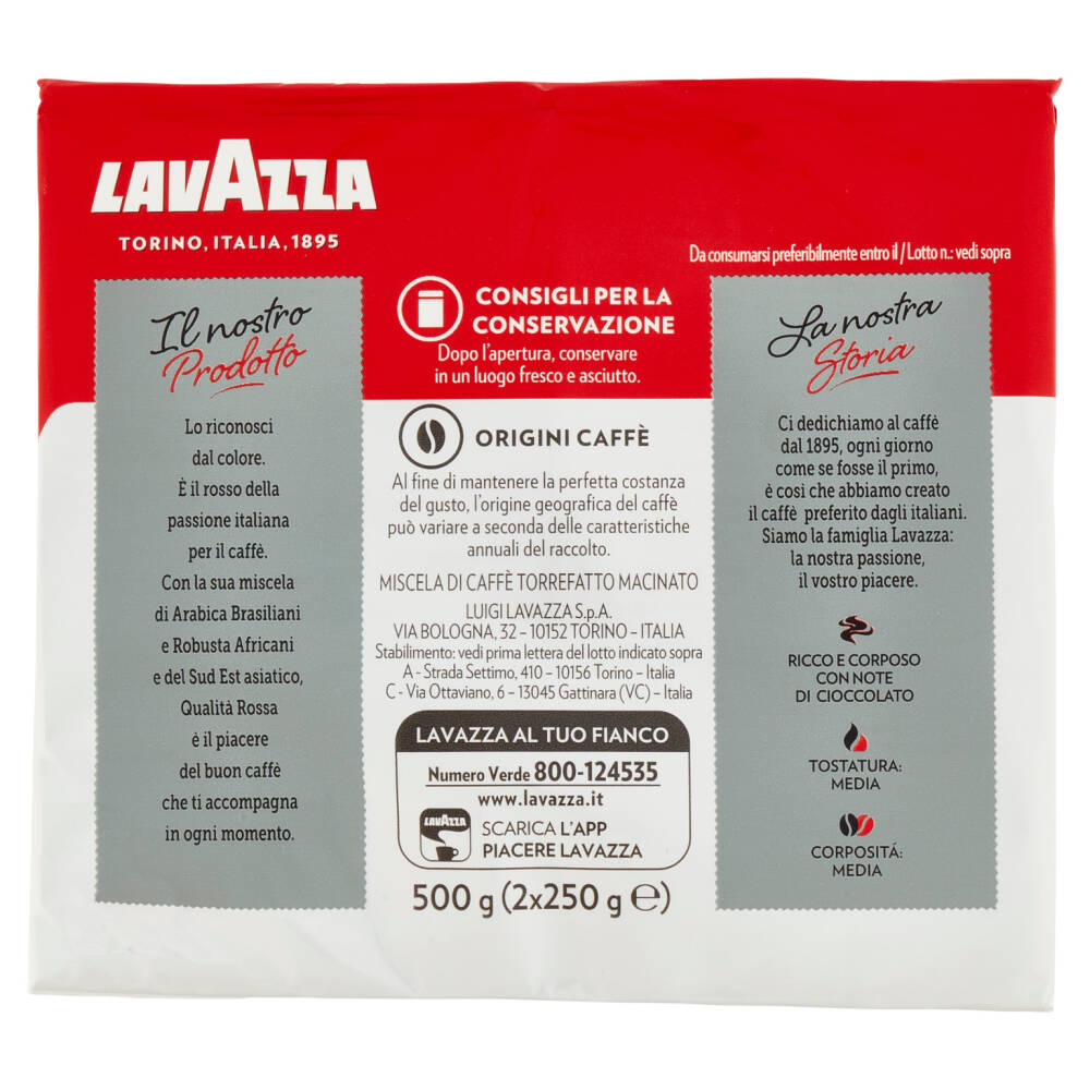 Lavazza, Crema e Gusto Ricco Caffè Macinato - 2 x 250 g