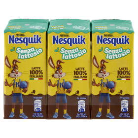 NESQUIK Pronto da Bere Senza Lattosio Latte e Cacao 3 Brick da 180ml