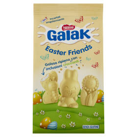 GALAK Easter Friends Personaggi Pasquali di Cioccolato Bianco e Cereali Sacchetto 147g