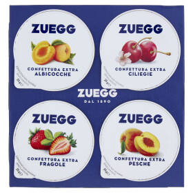 Zuegg Confettura Extra Ciliegie, Albicocche, Fragole, Pesche 4 x 25 g