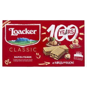 Loacker Classic Napolitaner Wafer con crema alle Nocciole 100% Italiane Wafers 45gx4