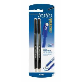 Confezione 2 penne NERE cancellabili tratto cancellik con gomma