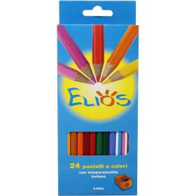 Elios fila 24 pastelli a colori assortiti con temperamatite incluso
