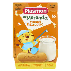 Plasmon la Merenda Omogeneizzato con fermenti lattici pastorizzati Yogurt e Biscotto 2 x 120 g