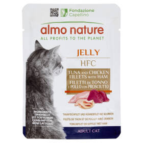 almo nature HFC Adult Cat Jelly Filetti di Tonno e Pollo con Prosciutto 55 g
