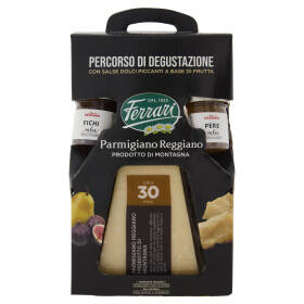 Ferrari Parmigiano Reggiano DOP Prodotto di Montagna oltre 30 mesi 300g con Salse di Fichi e Pere 