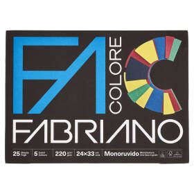 Fabriano Colore 220 g/m² 24x33 cm Monoruvido 5 Colori 25 Fogli