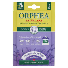 Orphea Salvalana Foglietti per Cassetti e Armadi al Profumo Naturale di Lavanda Maillette 12 x 0,65g