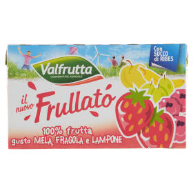 Valfrutta il nuovo Frullato 100% frutta gusto Mela, Fragola e Lampone 3 x 125 ml