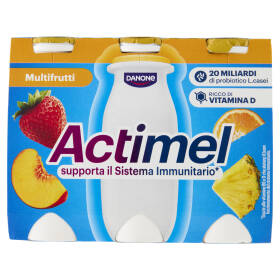ACTIMEL, Yogurt da Bere con Vit B6 e D per il Sistema Immunitario, Multifrutti, 6X100G