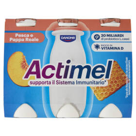 ACTIMEL, Yogurt da Bere con Vit B6 e D per il Sistema Immunitario, gusto Pesca e Pappa reale, 6X100G