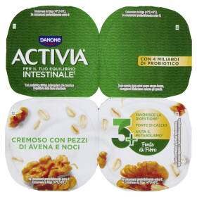ACTIVIA Fibre Yogurt con Probiotico Bifidus, gusto Avena e Noci, 4x125g