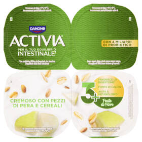 ACTIVIA Fibre Yogurt con Probiotico Bifidus, gusto Pere e Cereali, 4x125g
