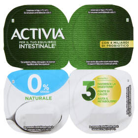 ACTIVIA Yogurt con Probiotico Bifidus, 0% Grassi, Bianco Naturale, 4x125g
