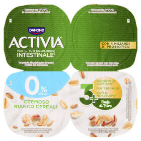 ACTIVIA Fibre, Yogurt con Probiotico Bifidus, 0% Grassi, Bianco Cereali, 4x125g