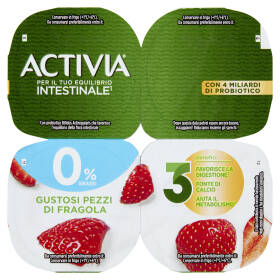 ACTIVIA Yogurt con Probiotico Bifidus, 0% Grassi, gusto Fragola, 4x125g