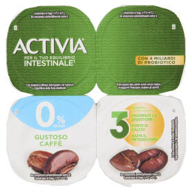 ACTIVIA Yogurt con Probiotico Bifidus, 0% Grassi, gusto Caffè, 4x125g