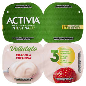 ACTIVIA Yogurt con Probiotico Bifidus, vellutato alla Fragola, 4x125g