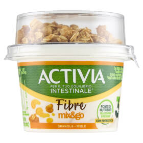 ACTIVIA Fibre Fibre Mix&Go con Probiotico Bifidus, Yogurt Bianco con Granola e Miele, 170g