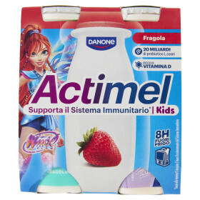 ACTIMEL Winx, Yogurt da Bere con Vit B6 e D per il Sistema Immunitario, gusto fragola, 4X100G