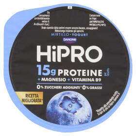 HiPRO Yogurt, 15g Proteine,0% grassi, gusto Mirtillo,con Magnesio&Vit B9,basso in lattosio,160g