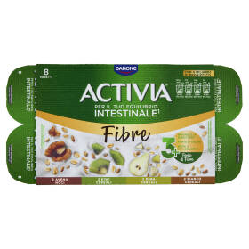 ACTIVIA Fibre e Frutta,Yogurt con Probiotico Bifidus,mix Cereali Bianco/Pera/Avena Noci/Kiwi,8x125g