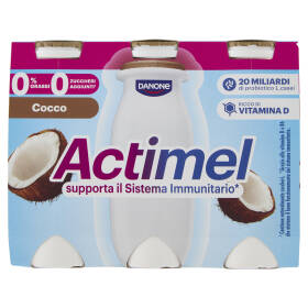 ACTIMEL, Yogurt da Bere con Vit B6 e D per il Sistema Immunitario, 0% grassi, gusto Cocco, 6X100G