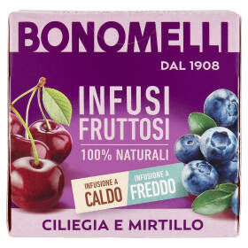 Bonomelli Infusi Fruttosi 100% Naturali Ciliegia e Mirtillo 12 Filtri 24 g