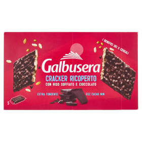 Galbusera Cracker Ricoperto con Riso Soffiato e Cioccolato Extra Fondente 5 x 30 g