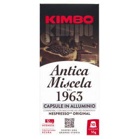 Kimbo Antica Miscela dal 1963 Capsule in Alluminio Compatibili con Nespresso* Original 10 x 5,5 g