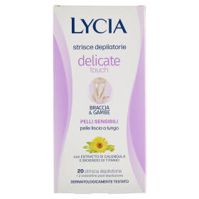 Lycia delicate touch strisce depilatorie Braccia & Gambe Pelli Sensibili 20 strisce + 2 salviettine