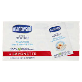 mantovani Sapone Neutro Classico con Latte di Riso 3 x 90 g