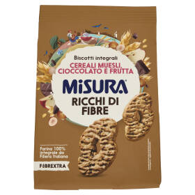 Misura Fibrextra Biscotti integrali Cereali Muesli, Cioccolato e Frutta 230 g