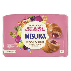 Misura Fibrextra 6 Cornetti integrali Frutti di Bosco, Barbabietola e Uva 308 g