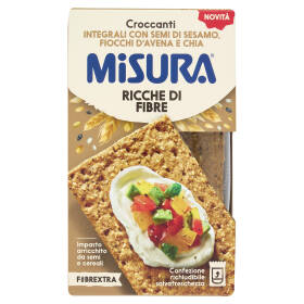 Misura Fibrextra Croccanti Integrali con Semi di Sesamo, Fiocchi d'Avena e Chia 160 g