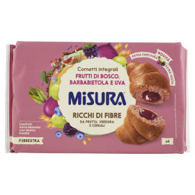 Misura Fibrextra 6 Cornetti integrali Frutti di Bosco, Barbabietola e Uva 308 g