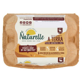 le Naturelle 6 Uova Fresche da Allevamento a Terra da Galline Allevate Senza Uso Antibiotici* 330g