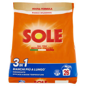 Sole Polvere lavatrice Bianco Splendente 26 lavaggi 1,3 kg