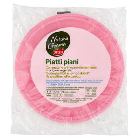 Selex Natura Chiama Piatti Piani Biodegradabili e Compostabili Ecologici Rosa 10 pezzi