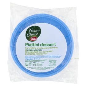 Selex Natura Chiama Piattini Biodegradabili e Compostabili Ecologici Azzurri 15 pezzi