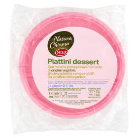 Selex Natura Chiama Piattini Biodegradabili e Compostabili Ecologici Rosa 15 pezzi