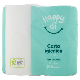 Happy dì Carta Igienica 2 Veli 300 Strappi 4 Rotoli