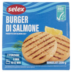 Selex Fish Burger di Salmone Surgelato 2x80 g