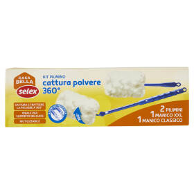 Selex Casa Bella Kit Piumino Cattura Polvere 360° 1 Manico + 2 Piumini