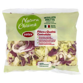 Selex Natura Chiama Insalata Duetto Cicoria e Radicchio Rosso Lavata e Pronta per il Consumo 150 g