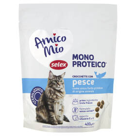 Selex Amico Mio Gatto Croccantini con Pesce Mono Proteico 400 g