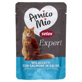 Selex Amico Mio Expert Gatto Sfilaccetti con Salmone in Salsa 85 g