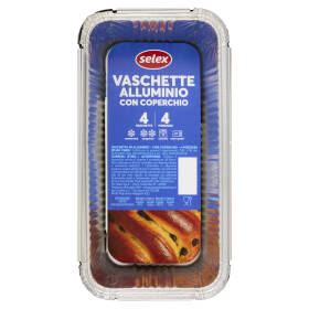 Selex Contenitore in Alluminio con Coperchio Plumcake 4 Porzioni 4 pezzi