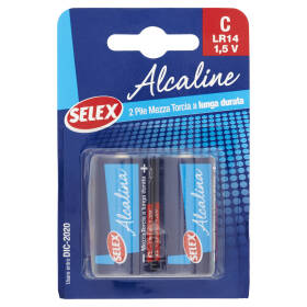 SELEX - PILE MEZZA TORCIA ALCALINE "C" - PEZZI 2